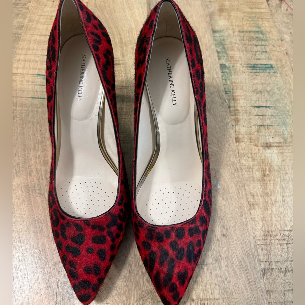Katherine Kelly Red Leopard Print Heels